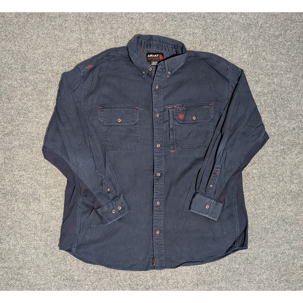 Ariat FR Shirt Mens XXL Long Sleeve Workwear Blue